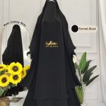 French Khimar: Isabella Set (Formal Black - Matt Galaxy Nida)