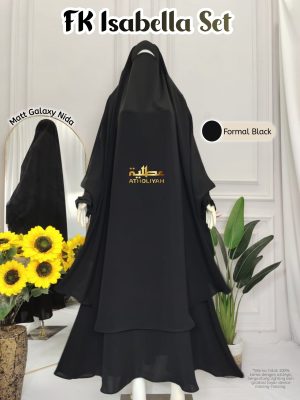 French Khimar: Isabella Set (Formal Black - Matt Galaxy Nida)